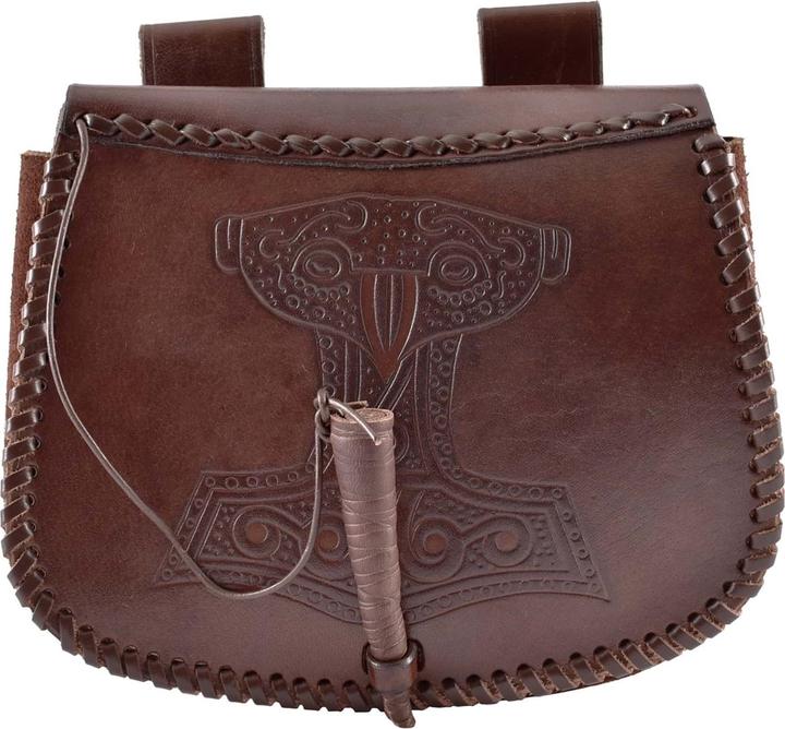 Immagine prodotto Battle Merchant Marsupio da cintura in pelle goffrata Thorshammer marrone
