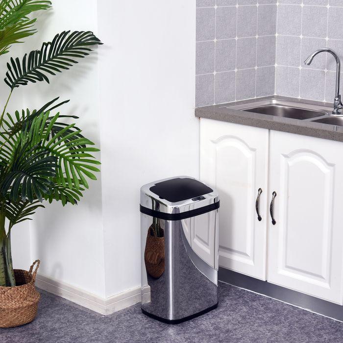 Actual product image Swisshandel24 Waste bin IR sensor waste bin with/without inner bin stainless steel round square (30L/square) (30 l)