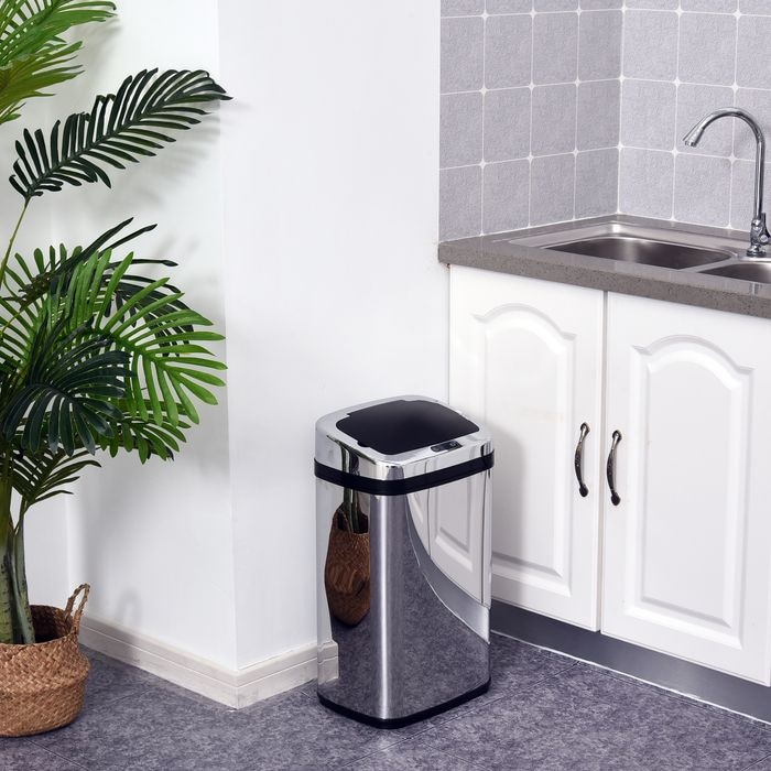 Produktbild Swisshandel24 Mülleimer Abfalleimer IR Sensor mit/ohne Inneneimer Edelstahl rund viereckig (30L/viereckig) (30 l)