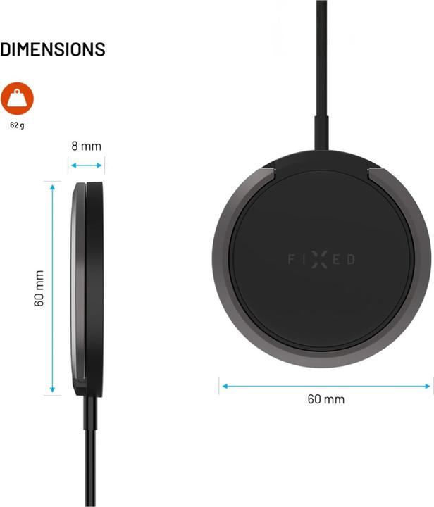 Image du produit Fixed MagPad 15W Wireless Charging Pad/Stand Noir (15 W)
