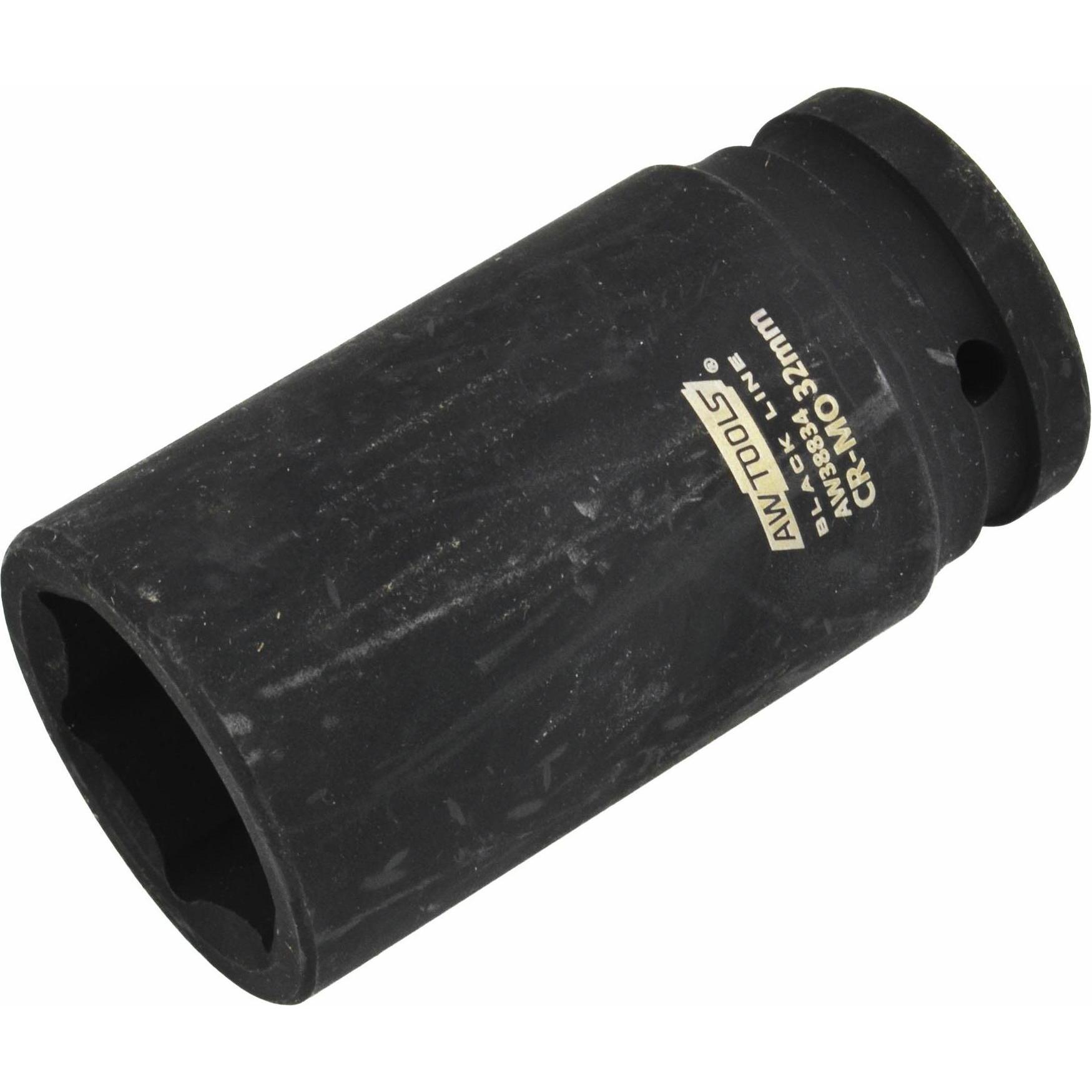 Awtools, Chiave a bussola + esagonale, Black Line langer 6-Punkt-Schlagschrauber-Steckschlüssel (27 mm)