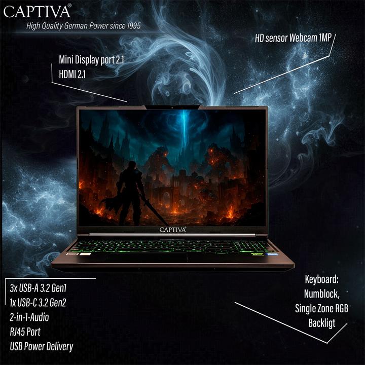 Produktbild Captiva Highend I95-054GE (16", 2000 GB, 64 GB, DE, Intel Core i7-14650HX)