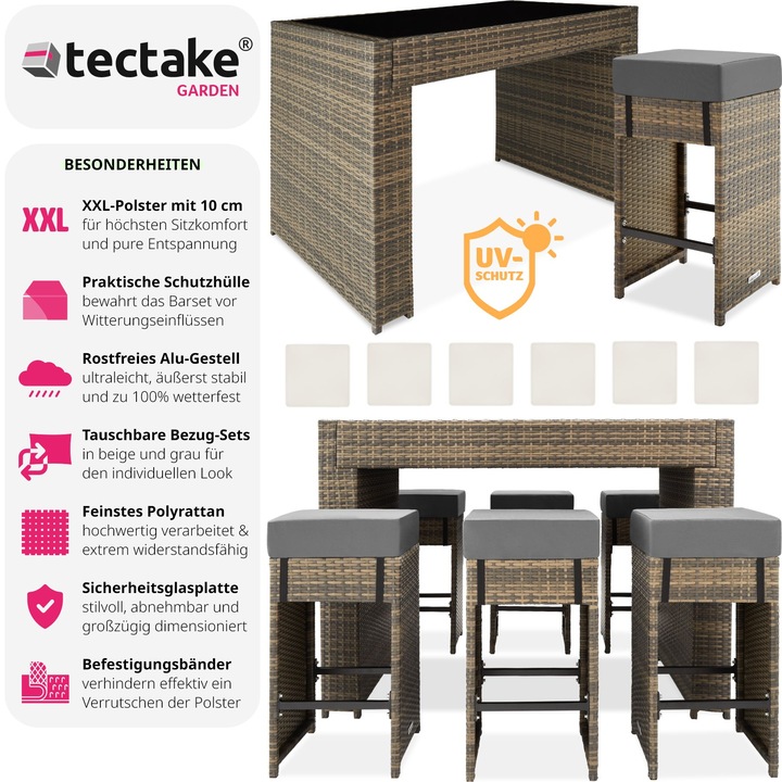 Immagine prodotto tectake set da bar in rattan Ibiza