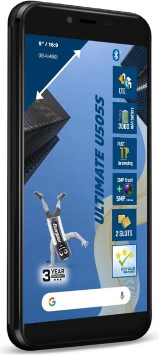Actual product image Energizer Ultimate U505S Smartphone - Smartphone 1 GB RAM 16 GB 5 Inch 4G Dual Sim EU (Black) (16 GB, Black, 5", Dual SIM, 5 Mpx, 4G)
