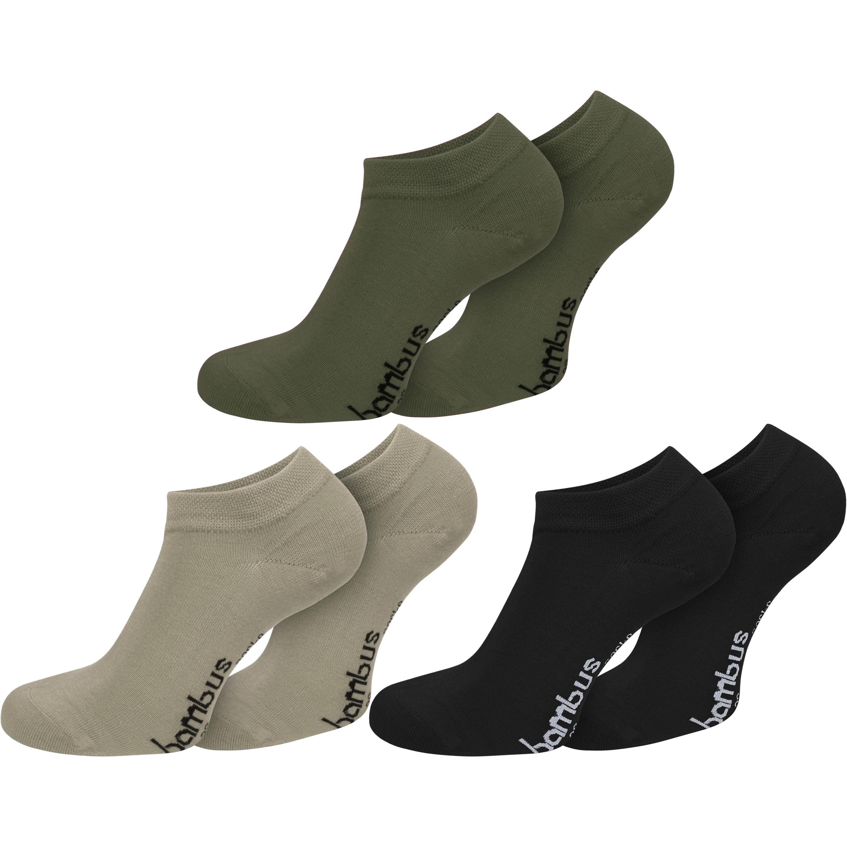 Normani, Herren, Socken, 6 Paar Bambus-Gesundheitssocken Sneakers - 633, Grün, Schwarz, Braun, (6er Pack, 47 - 50)