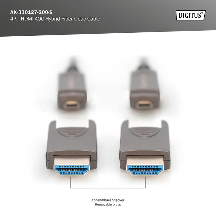 Produktbild Digitus 4K - HDMI® AOC Hybrid Glasfaserkabel mit abnehmbaren Stecker (20 m)