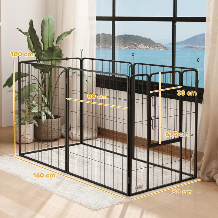 Actual product image PawHut Welpenauslauf Stahl Schwarz (Dog kennel)
