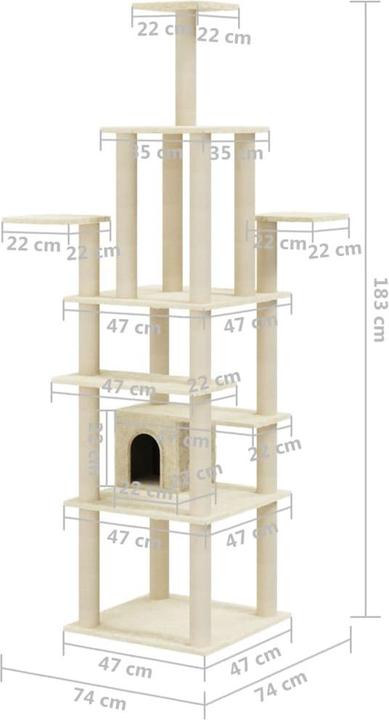Produktbild vidaXL Mia (183 cm, Creme)