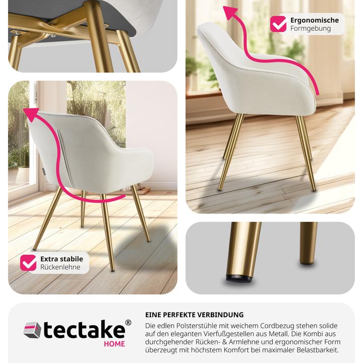 Actual product image tectake ChairMarilyn,corduroylook,upholstered