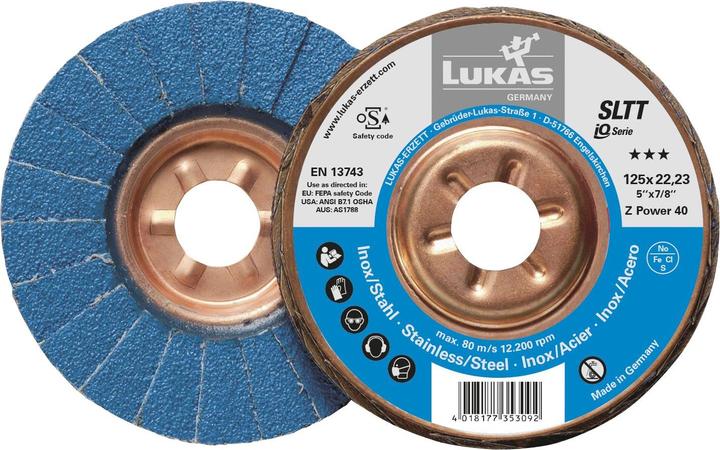 Produktbild Fächerscheibe SLTT Z Power Ø 125 mm Körnung 60 flach INOX Zirkonkorund (60)