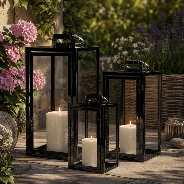 Produktbild Mojawo 3er Set XXL Edelstahl Windlicht - Laternen Set 30/40/53cm
