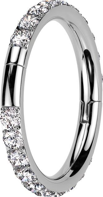 Immagine prodotto Star Piercing Anello micro segmento incernierato argento cristalli laterali argento due interruzioni (senza ottone, Titanio G23)