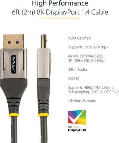 Actual product image StarTech DisplayPort — DisplayPort (2 m, DisplayPort, 1.4)