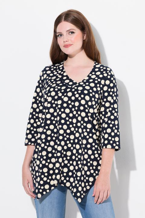 Actual product image Ulla Popken Eco Cotton Asymmetric Polka Dot Tunic Tee (56)