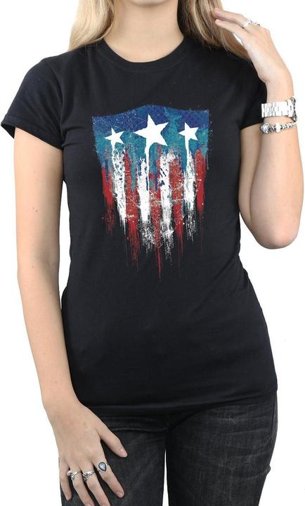Produktbild Captain America Flagge Schild Baumwolle TShirt (S)