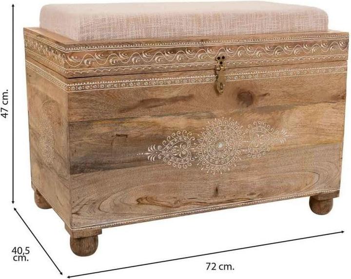 Actual product image Painted Wooden Stool with Brown Cushion