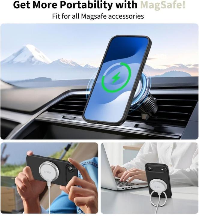 Immagine prodotto Tech-Protect Silikon MagSafe Hülle für iPhone 17 Air - Schwarz (Apple iPhone 17 Pro)