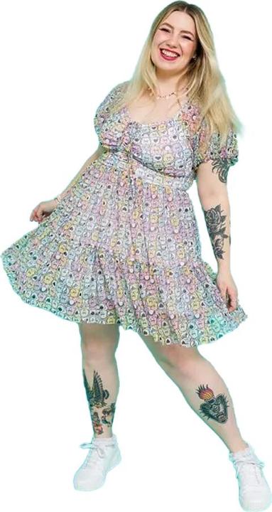 Produktbild Hype Kleid mit ausgestelltem Rock Netzmaterial (L)