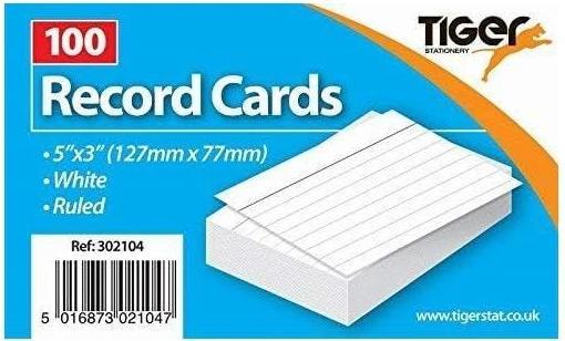 Actual product image Tiger Stationery Ryman Ruled Record Cards (Pack of 100) (100 x)