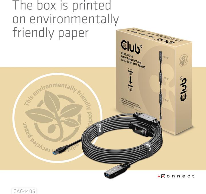 Actual product image Club 3D USB A – USB A (15 m, USB 3.2, 12 W)