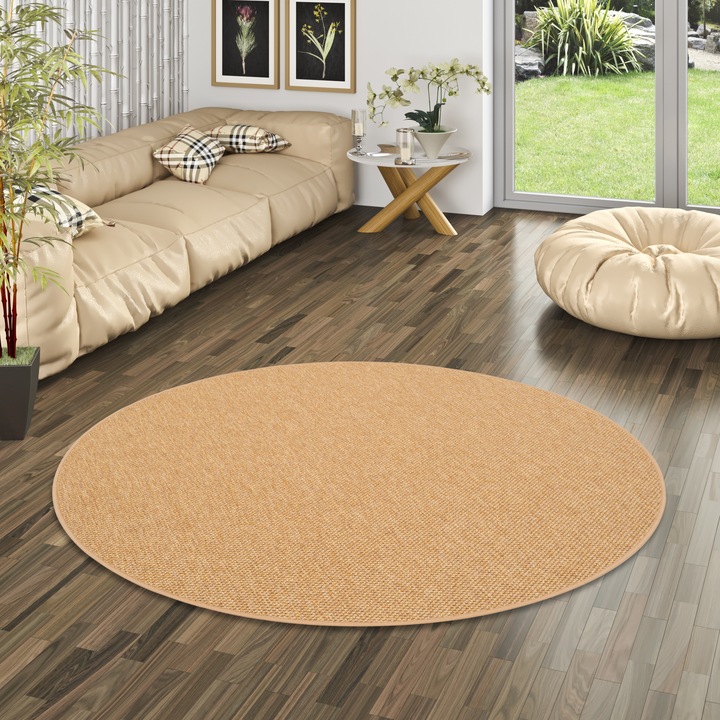 Produktbild Snapstyle Bentzon Natur Flachgewebe Teppich Rund (200x200 cm)