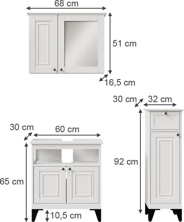Produktbild Vicco Badmöbel-Set Vanity, Weiss, 3 Teile