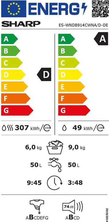 Etichetta energetica Sharp ES-WNDB914CWNA/D-CH