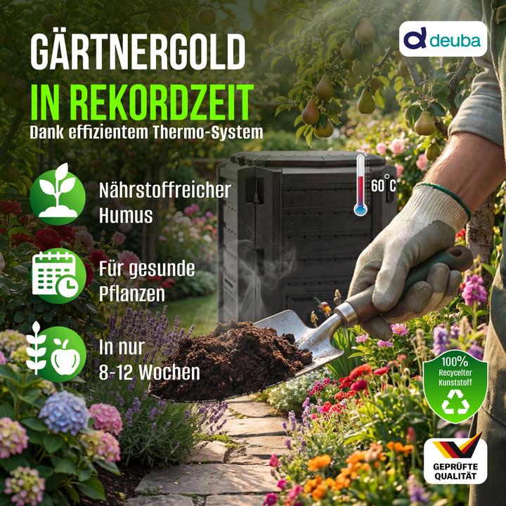 Produktbild Deuba Modularer Zweikammer-Kompostkasten 800L schwarz (800 l)