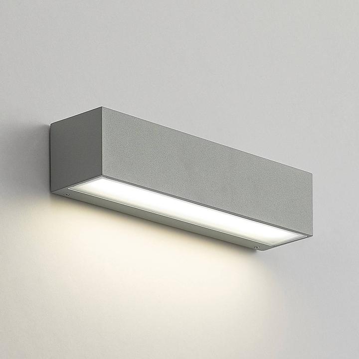 Produktbild Arcchio Lengo LED-Wandlampe CCT, 25cm, 1-fl. grau (660 lm, IP65)