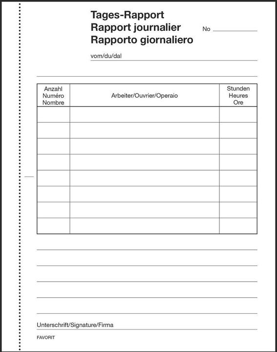 Produktbild Favorit Durchschreibebuch Tages-Rapporte mit Selbstdurchschreibepapier (100x)