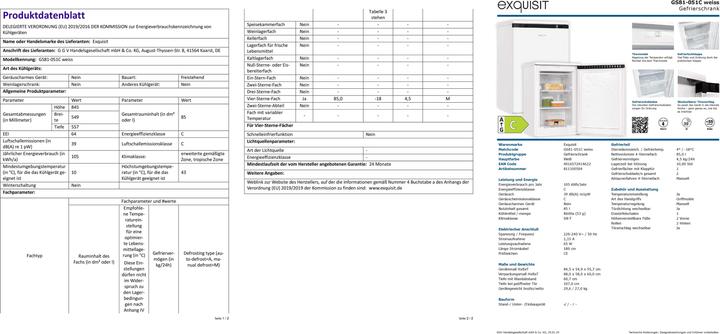 Actual product image Exquisit EXQ GS 81-051C Freezer (Stand-alone, 85 l)