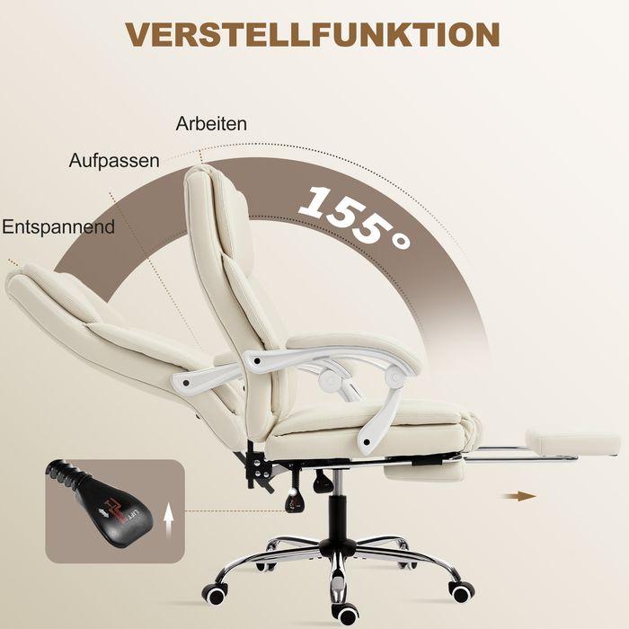 Image du produit Swisshandel24 Bürostuhl, Liegefunktion, Fussstütze, 64x73x120cm, Beige (46.50 - 54.50 cm)