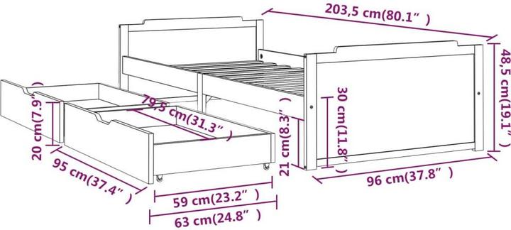 Produktbild vidaXL Bettgestell (90 x 200 cm)