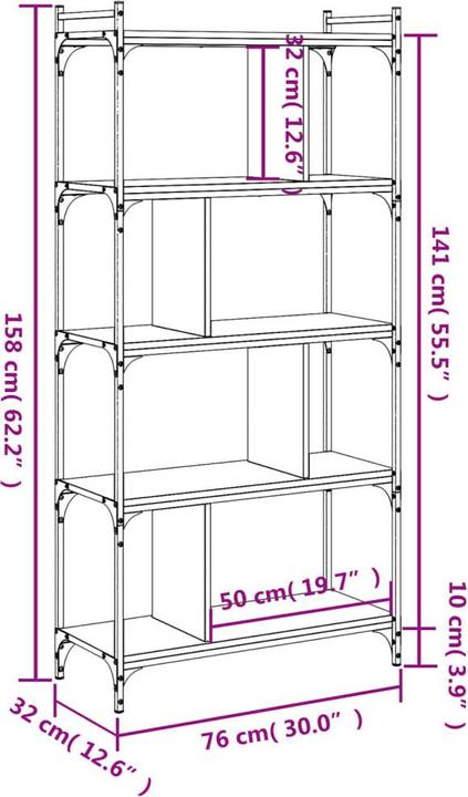 Produktbild vidaXL Bücherregal (76 x 32 x 158 cm)