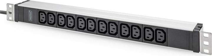 Actual product image Digitus 1U Aluminum PDU rackmountable 12xC13 16A 230VAC 50/60Hz Safety plug