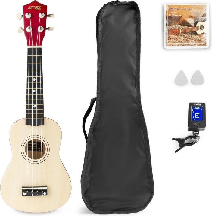 Max Music Ukulele UKEY Set Soprano Natural 21 Zoll (Konzert, Soprano)