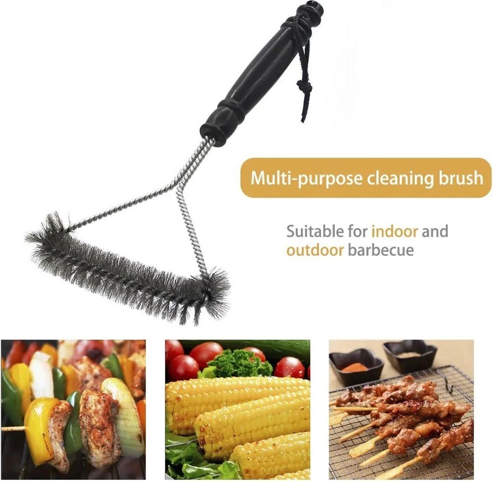 Produktbild König Design Grillbürste 28cm Reinigungsbürste Rost Grillreinigung Edelstahlborsten 3 Seiten (28 cm)