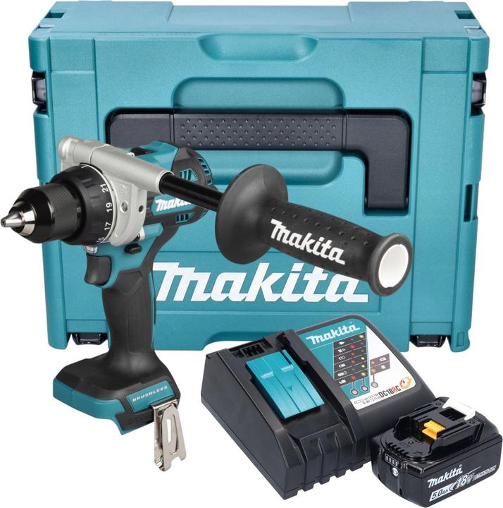 Produktbild Makita DDF 492 RT1J Akku Bohrschrauber 18 V 141 Nm Brushless + 1x Akku 5,0 Ah + Ladegerät + Makpac (Akkubetrieb)