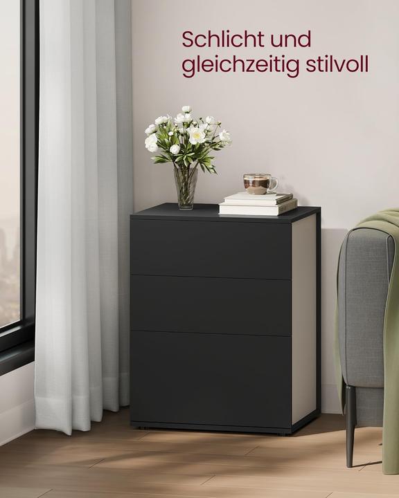 Immagine prodotto Songmics Nachttisch mit 3 Schubladen tintenschwarz (45 x 35 x 58.70 cm)