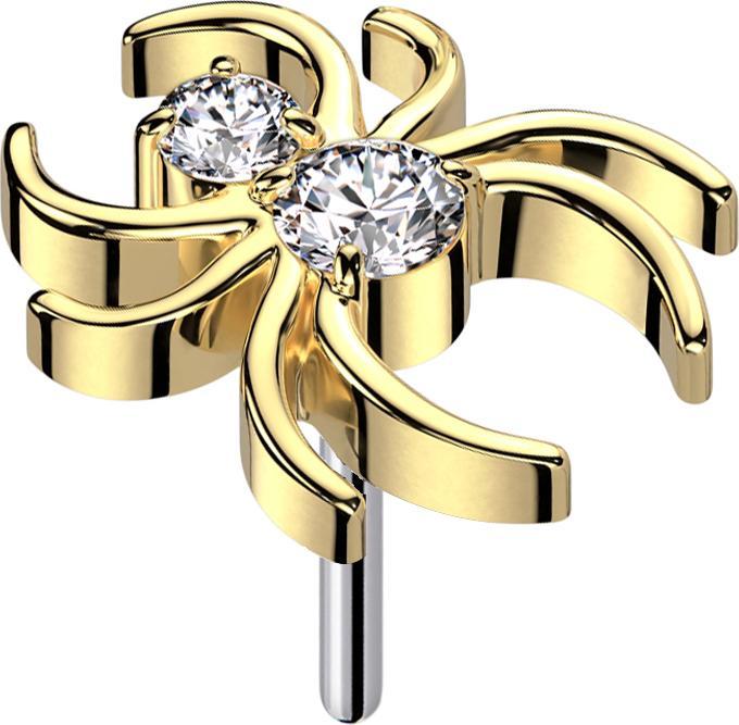 Produktbild Star Piercing Threadless Spinne vergoldet Kristalle silber (Titan, ohne Messing)
