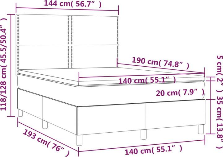 Produktbild vidaXL Boxspringbett (140 x 190 cm)