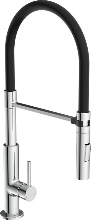 Image du produit Schütte Robinet Cuisine STILO Robinet d'évier Chrome Noir Chrome Rouge Pivotant 79180