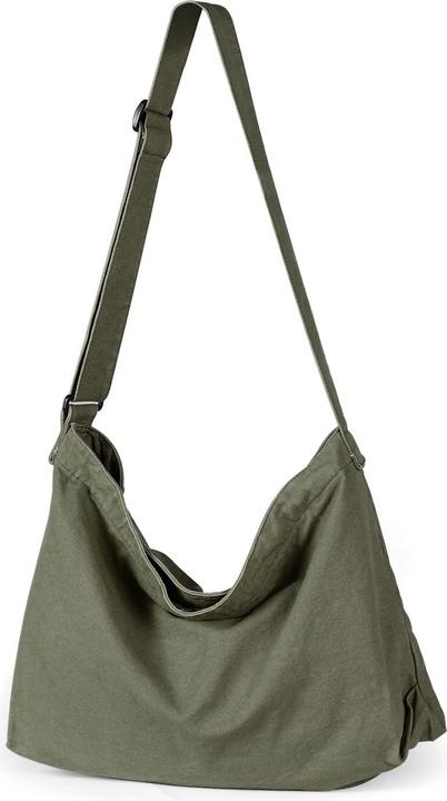 Only-Bags.Store Canvas Umhängetasche, Canvas Crossbody Bag Grosse Umhängetasche mit verstellbarem Riemen