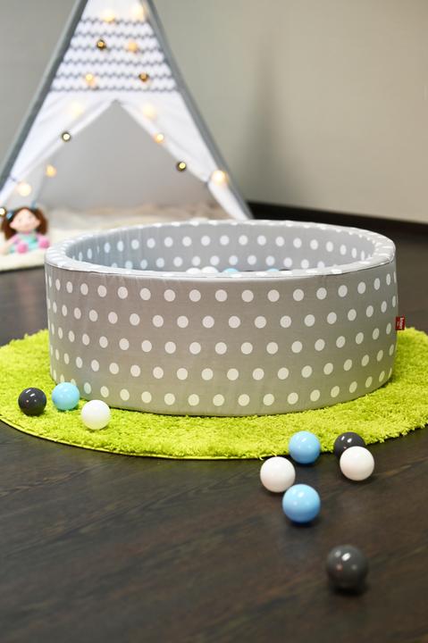 Produktbild Knorrtoys Bällebad soft - "Grey white dots" - 300 balls creme/grey/lightblue (ca. 6cm Durchmesser)