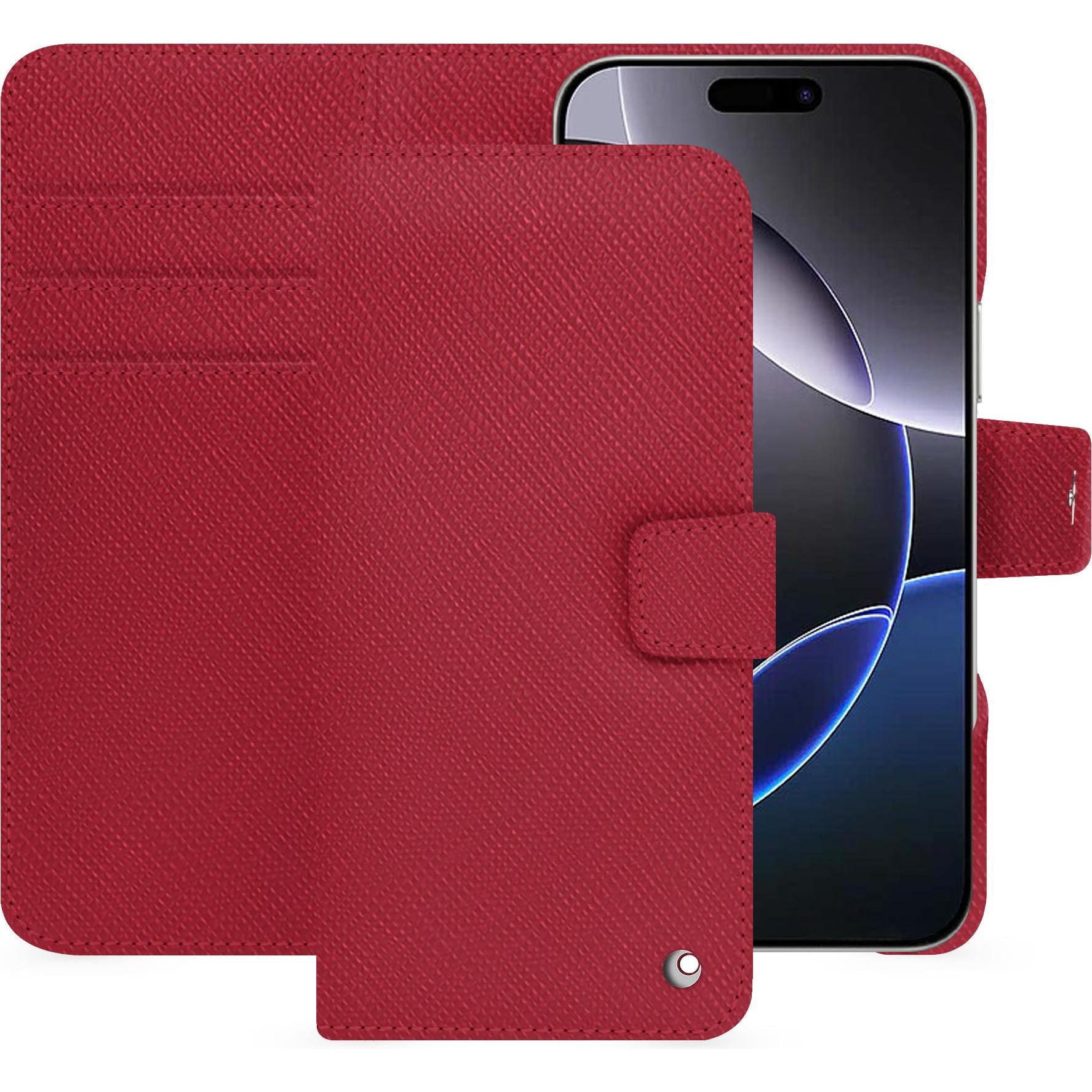 Thumbnail - Noreve Lederschutzhülle Apple iPhone 16 Pro Max (Apple iPhone 16 Pro Max), Smartphone Hülle, Rot