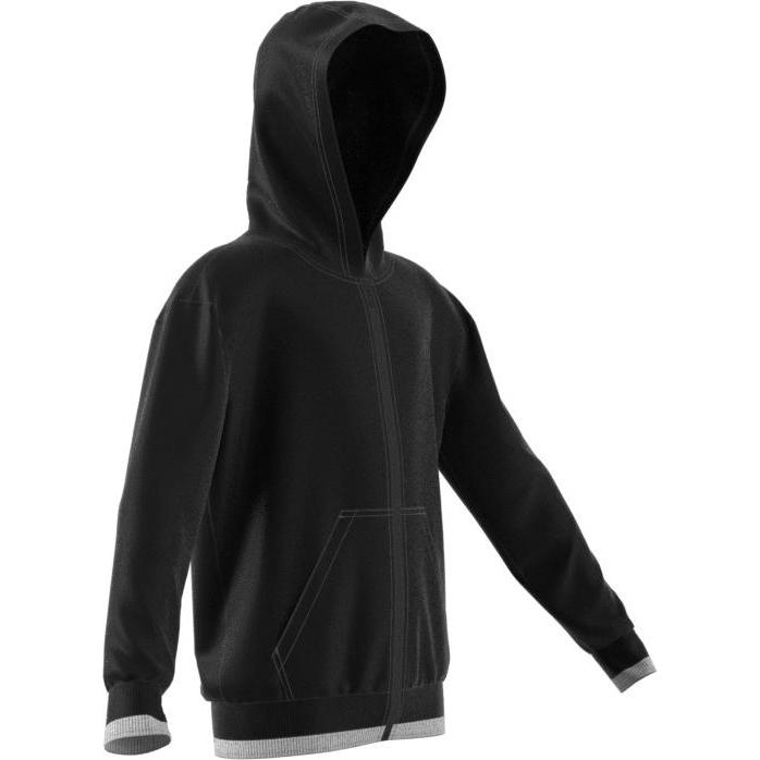Thumbnail - adidas, Herren, Pullover, All SZN Fleece Full-Zip Kapuzenjacke für Kinder, Schwarz, Grau, (140)