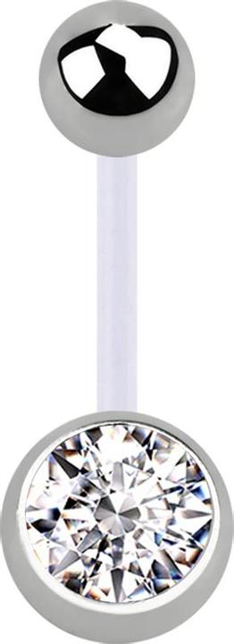 Actual product image Star Piercing Sterile Banane transparent mit Kugel silber und Kugel silber Kristall silber (Plastic, Titanium)