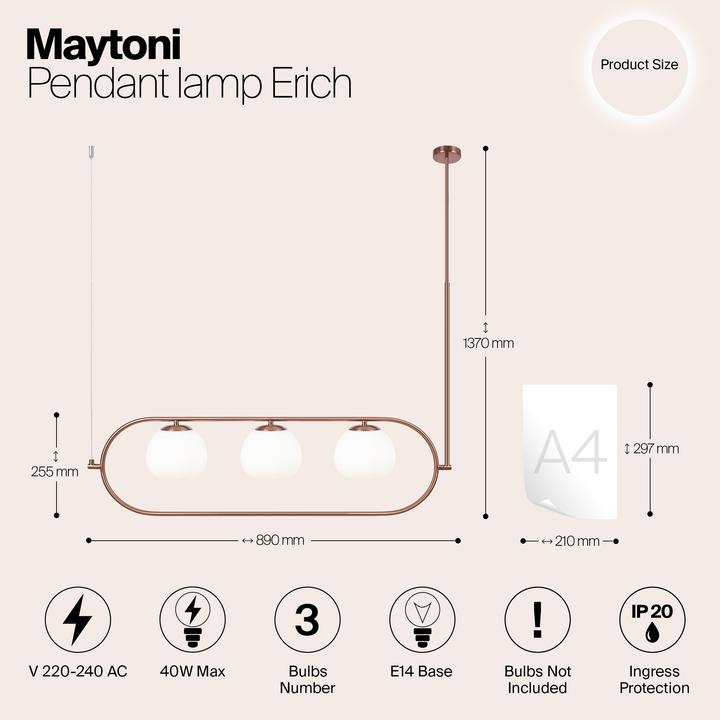 Produktbild Maytoni Erich Pendelleuchte, Hängeleuchte 3x E14 Messing (E14)