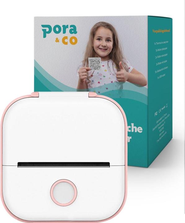 Actual product image Pora&Co Mini Fotoprinter For Smartphone Pink (2950042026002) (Black and white)