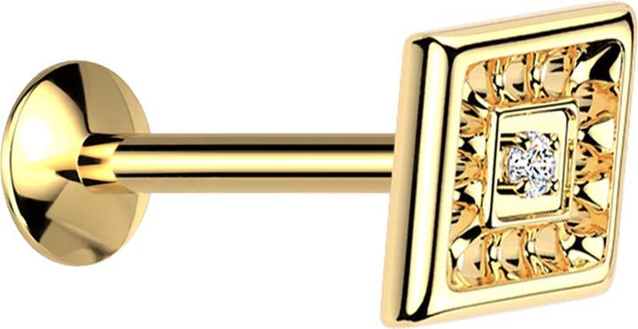 Image du produit Star Piercing Micro Threadless Labret UFO vergoldet Diamantschliff Kristall silber (sans laiton, Titane)